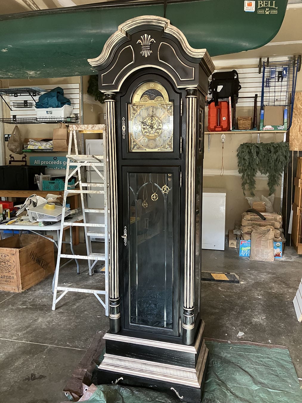 Heirloom Grandfather Clock after restoration and painting